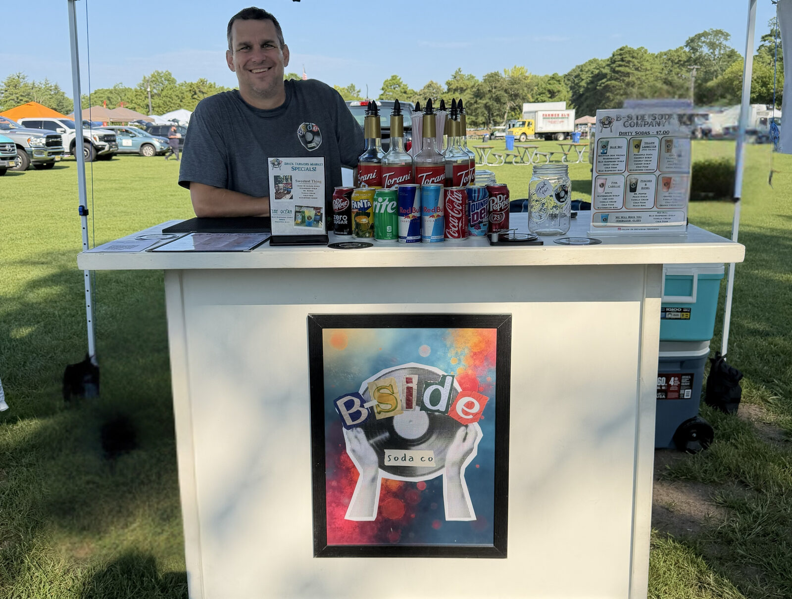 B-Side Soda Co. pouring dirty sodas at the Brick Farmers Market